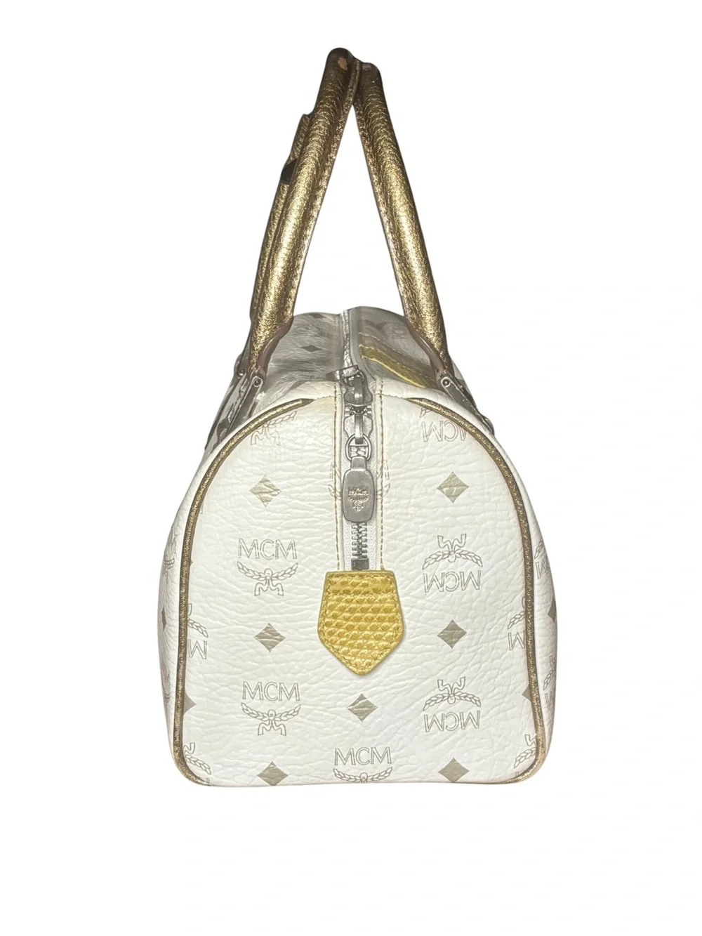 MCM Visetos Leather-Trimmed Boston Bag - Picture 3 of 9